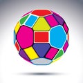 Abstract complicated 3d ball with kaleidoscope effect. Bright sp